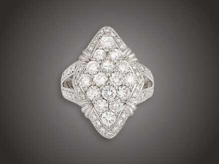 Gyűrű, 900 pt, 56 bril. 2,32 ct, 11,6 g