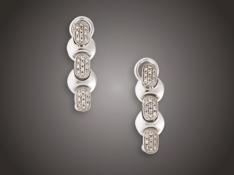 Fülbevaló, Baraka, 750 au, 60 bril. 0,67 ct, 10,9 g