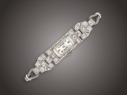 Karóra, 950 pt, 42 bril. cca. 1,60 ct, br. 19,5 g