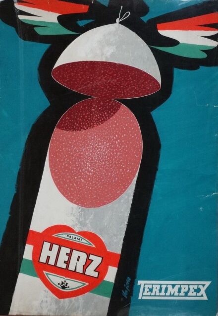 Vajda Lajos (1922 - 2008): Herz szalámi - Terimpex - eredeti plakátterv