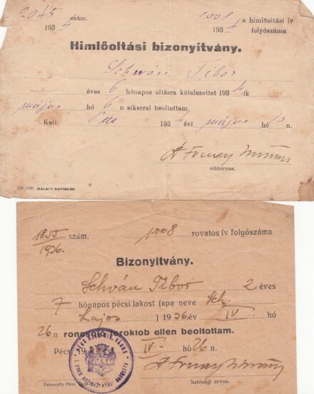 65-575 1934-36 2 db oltási lap