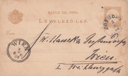 65-605 1882 Díjjegyes levelezőlap "Wien" "POZSONY"
