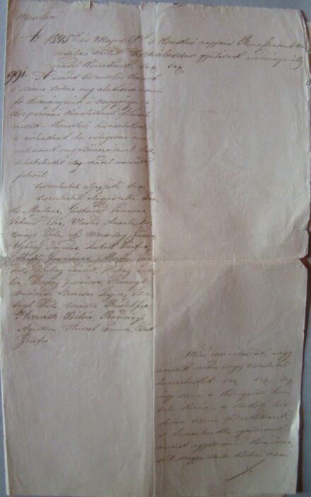 65-1564 1871 Kivónat a Rimaszombat városban tartott tisztválasztási jegyzőkönyvéből, 1 ft-os okmánybélyeggel