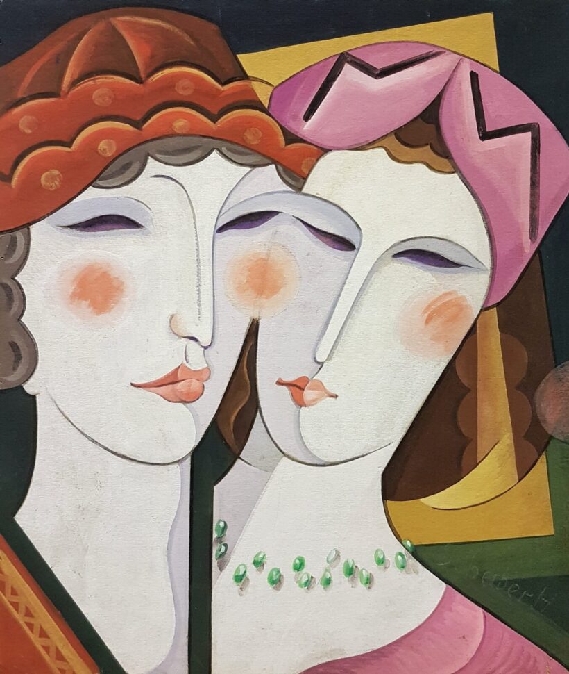 SCHEIBER HUGÓ ( 1873- 1950 ) Kalapos lányok