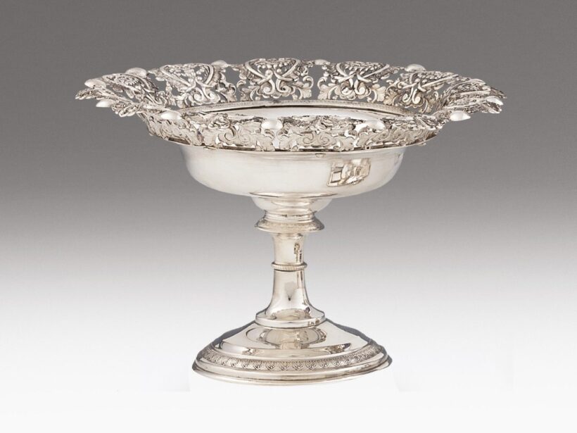 Bécsi biedermeier csemegéstál, ezüst, 313 g.