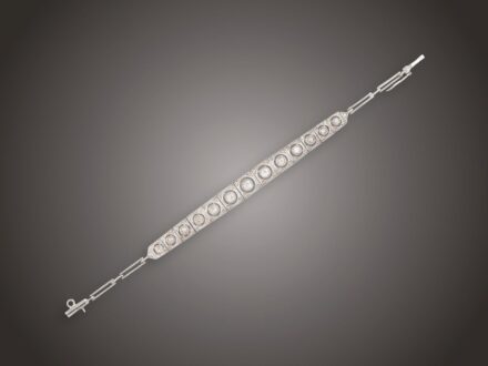 Karkötő, 925 ag, 13 bril. cca. 1,20 ct, 54 gyém. cca. 0,20 ct, 12,5 g