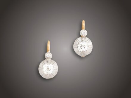 Fülbevaló, 585 au, 4 bril. cca. 1,50 ct, 4,2, g
