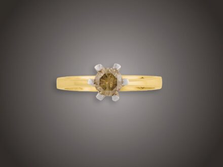 Gyűrű, 585 au, 1 bril. cca. 0,40 ct, 3,5 g