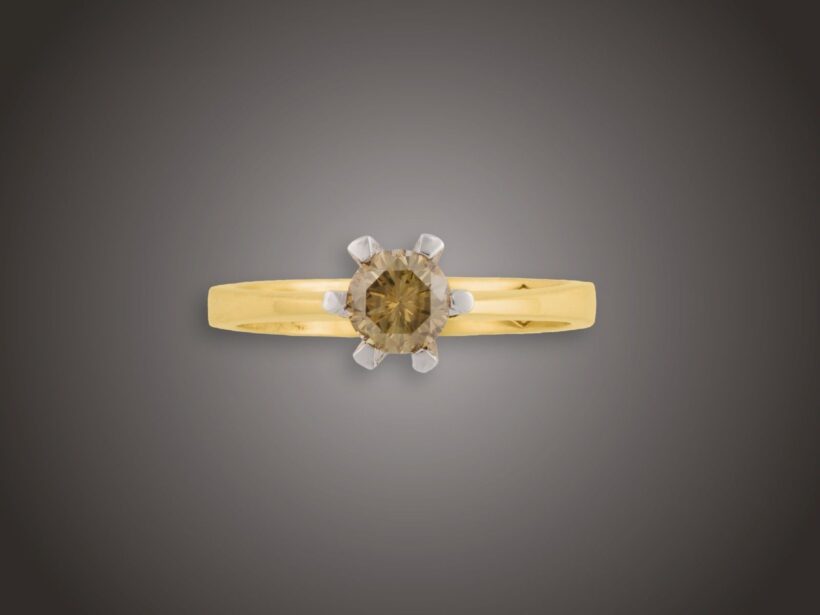Gyűrű, 585 au, 1 bril. cca. 0,40 ct, 3,5 g