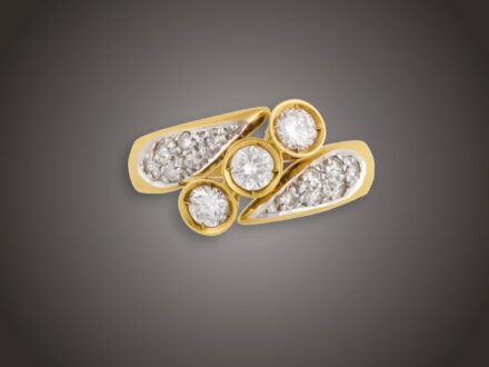 Gyűrű, 585 au, 15 bril. cca.c 0,82 ct, 4,9 g