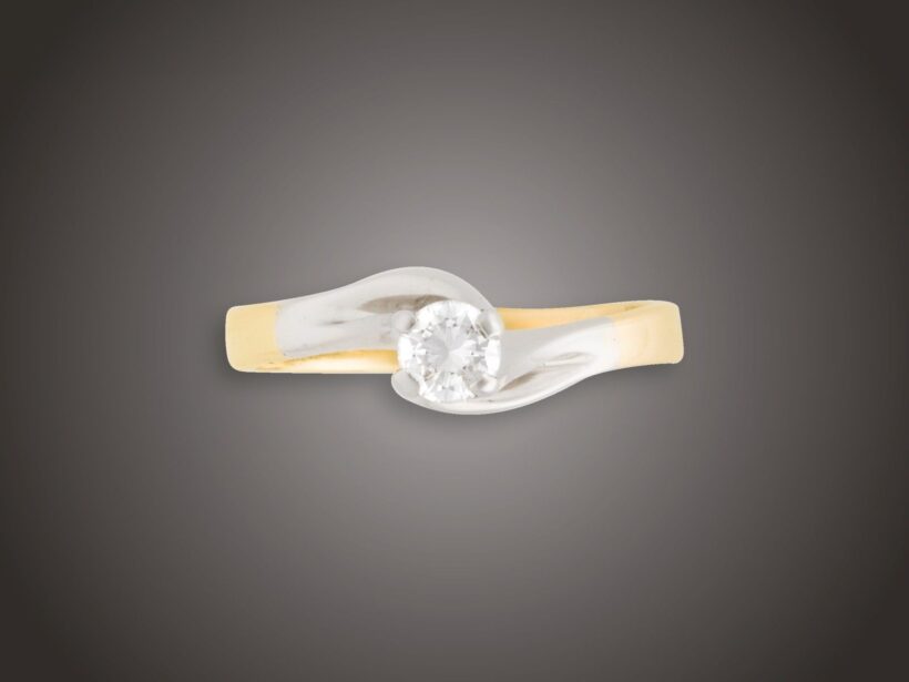 Gyűrű, 585 au, 1 bril. 0,25 ct, 4,2 g