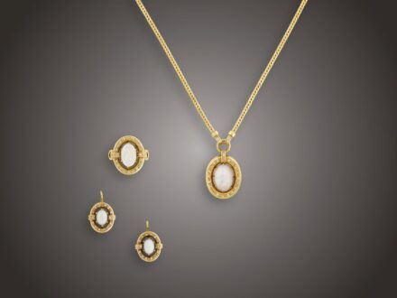Ékszer, 3 db, 585 au, opál, 82 bril. cca. 1,00 ct, 33,1 g