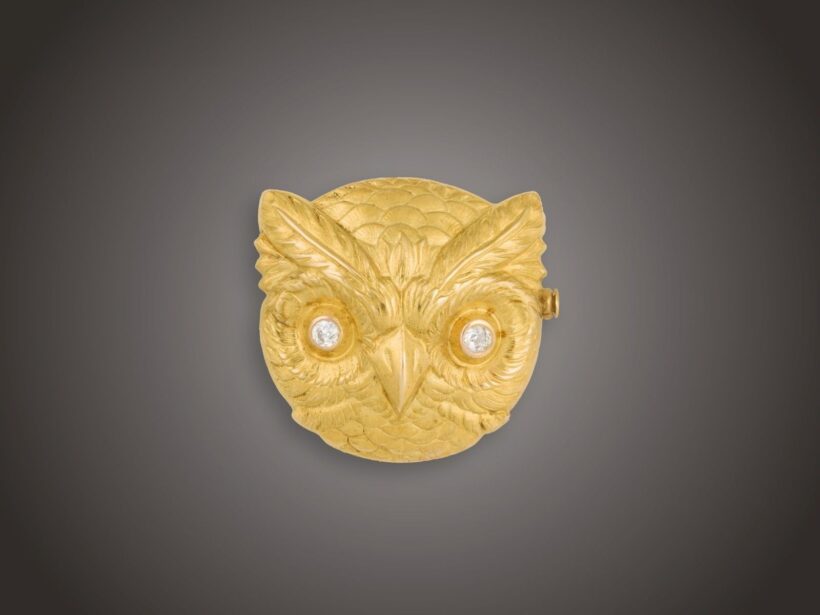 Kitűző, 585 au, 2 bril. 0,22 ct, 7,7 g
