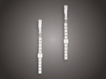 Fülbevaló, 585 au, 36 bril. cca. 1,75 ct, 4,9 g
