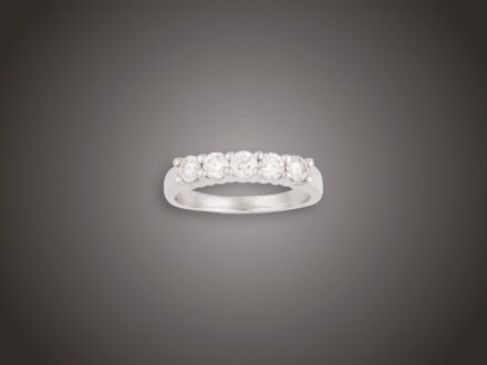 Gyűrű, 585 au, 5 bril. cca. 0,90 ct, 4,6 g