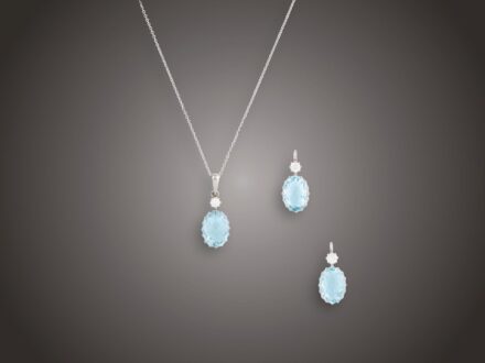 Ékszer, 3 db, 585 au, 3 topáz cca. 22,00 ct, 3bril. cca. 0,70 ct, 11,9 g