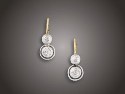 Fülbevaló, 580 au, 4 bril. cca. 0,70 ct, 4,4 g