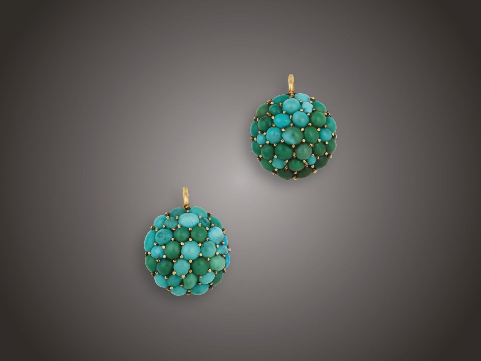 Fülbevaló, 585 au, türkiz, 4,4 g