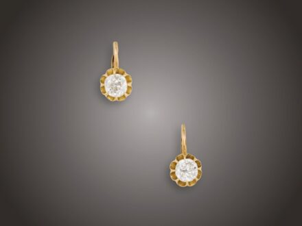 Fülbevaló, 585 au, 2 bril. cca. 1,40 ct, 2,1 g