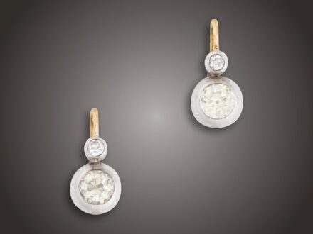 Fülbevaló, 585 au, 4 bril. cca. 1,10 ct, 3,0 g