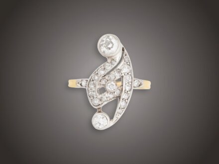 Gyűrű, 580 au, 25 bril. cca. 0,95 ct, 3,8 g