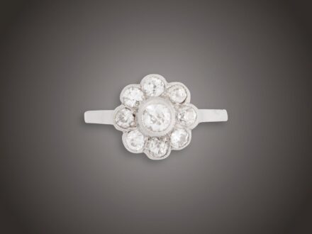 Gyűrű, 585 au, 9 bril. cca. 1,00 ct, 2,5 g
