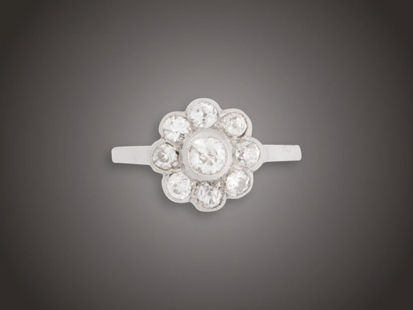 Gyűrű, 585 au, 9 bril. cca. 1,00 ct, 2,5 g