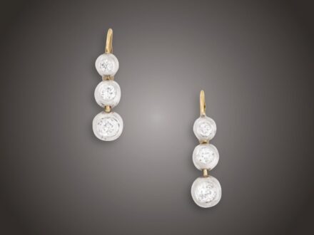 Fülbevaló, 580 au, 6 bril. cca. 1,20 ct, 5,1 g