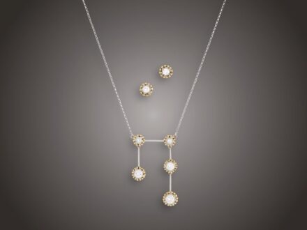 Nyakék, fülbevaló, 585 au, 7 bril. cca. 2,65 ct, 9,5 g