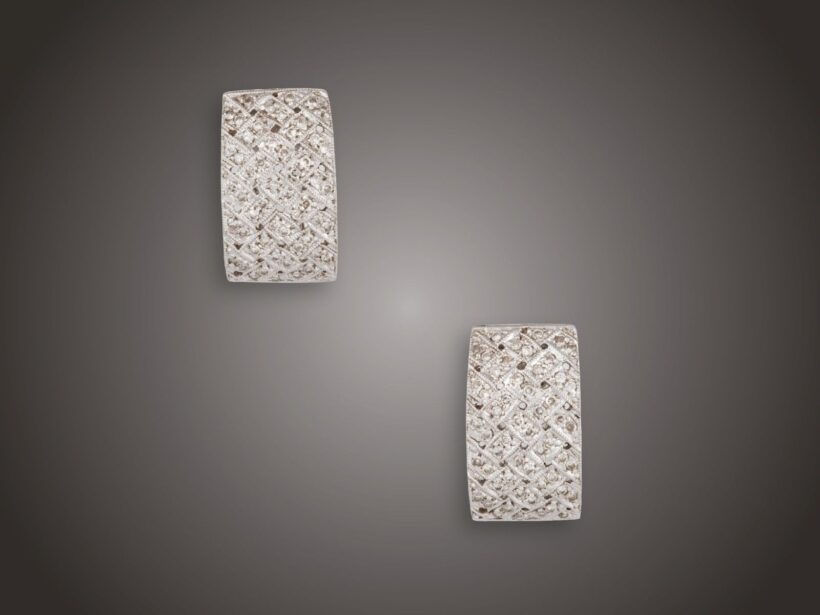 Fülbevaló, 585 au, 108 bril. cca. 1,00 ct, 6,8 g