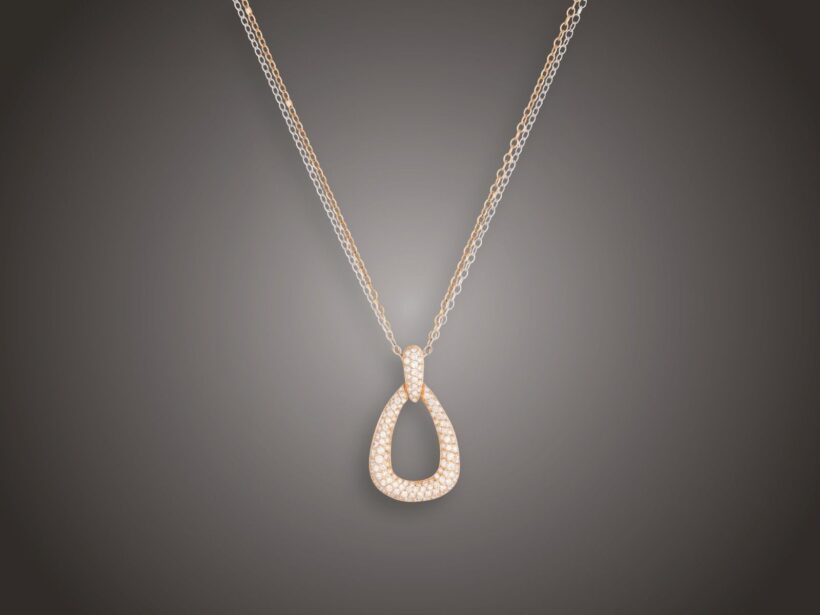 Lánc, függő, 750 au, 111 bril. cca. 2,15 ct, 19,4 g