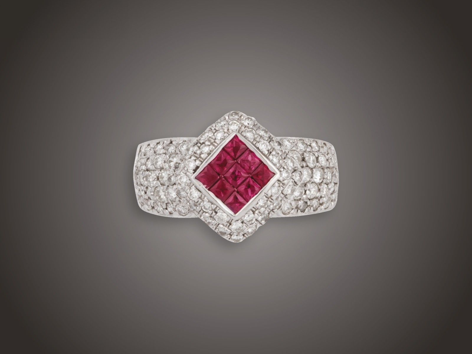 Gyűrű, 585 au, 80 bril. cca. 1,50 ct, 10,1 g