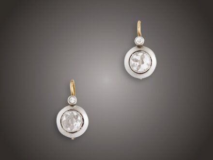 Fülbevaló, 585 au, 4 bril. cca. 1,00 ct, 2,5 g