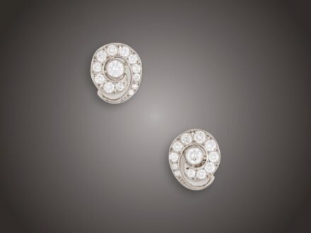 Fülbevaló, 585 au, 25 bril. cca. 1,20 ct, 3,4 g