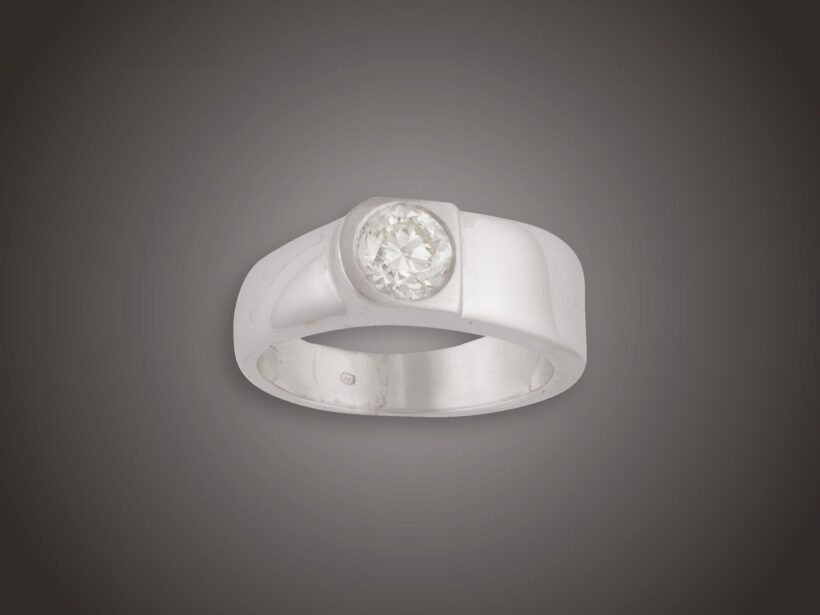 Gyűrű, 585 au, 1 bril. cca. 1,00 ct, 7,7 g