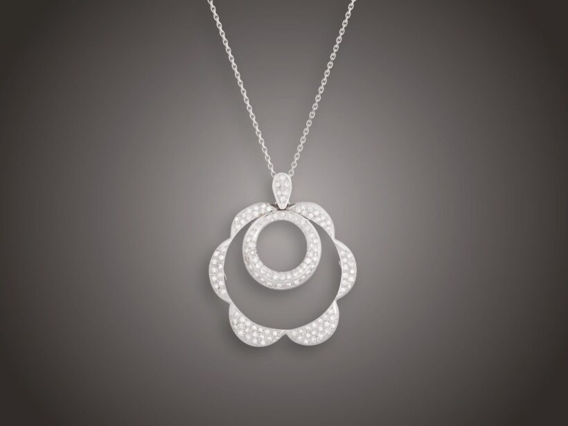 Lánc, függő, 750 au, 127 bril. cca. 3,50 ct, 34,2 g