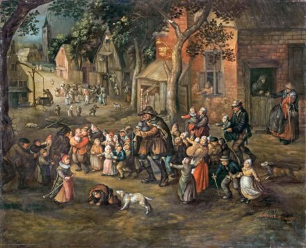 Brueghel, Pieter ifj. (1654-1638) modorában, 19. sz.: Utcazenész gyerekhaddal