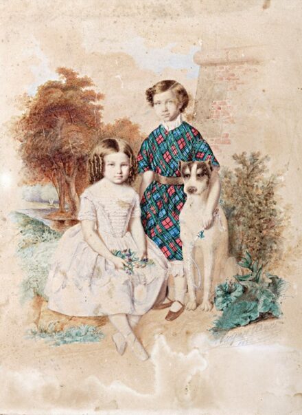Canzi Ágost Elek (1808-1866): Gyerekek kutyával, 1852