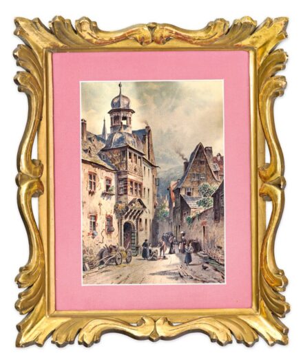 Schliecker, August Eduard (1833-1911): Városrészlet alakokkal
