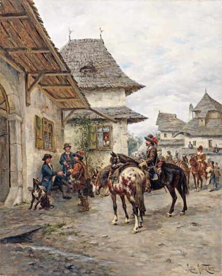Gedlek, Ludwig (1847-1904): Katonák a fogadó előtt