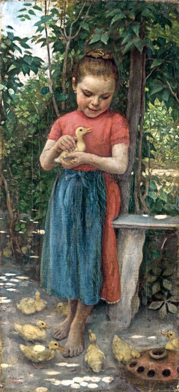 Deák-Ébner Lajos (1850-1934): Kislány kacsával