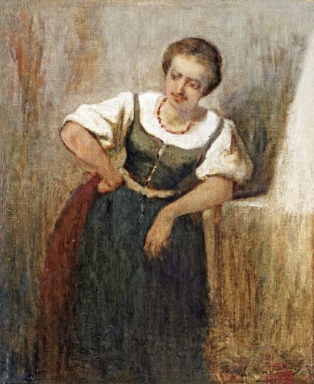 Munkácsy (Lieb) Mihály (1844-1900): Nőalak a "Lakodalmi hívogatókhoz" című képhez