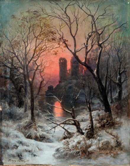 Telepy Károly (1828-1906): Vár naplementében, 1888