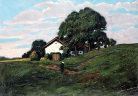 Dayka Antal (1902-ben dolgozott a nagybányai festőiskolában): Kis ház az út mentén, 1911