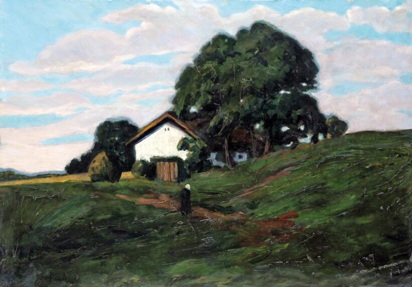 Dayka Antal (1902-ben dolgozott a nagybányai festőiskolában): Kis ház az út mentén, 1911
