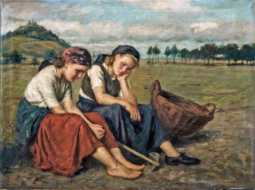 Rezes Molnár Lajos (1896-1989): Pihenő lányok a mezőn
