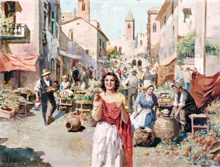 Olasz festő, 1900 körül: Római piac