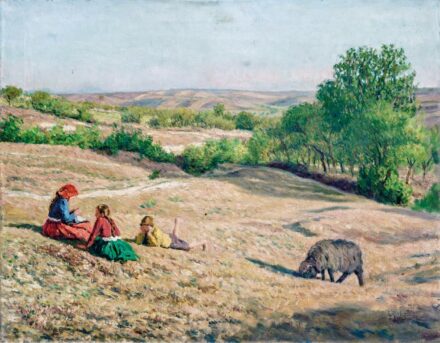 Glatz Oszkár (1872-1958): Gyerekek a domboldalon, 1943