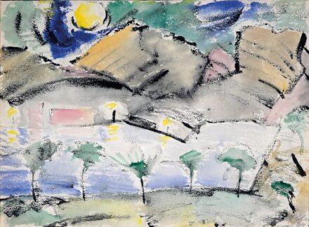 Klie Zoltán (1897-1992): Dombos táj házakkal, 1924