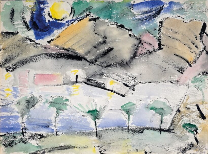 Klie Zoltán (1897-1992): Dombos táj házakkal, 1924